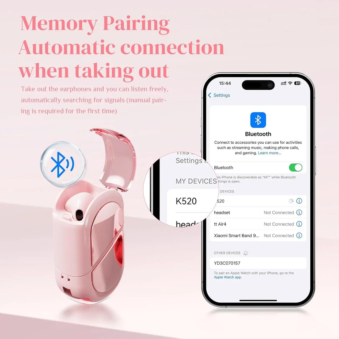 (gifts for girls)Heart-shaped Rotatable Wireless Bluetooth Earphones HIFI Sound Headphones Touch Control Earbuds Gaming Headsets