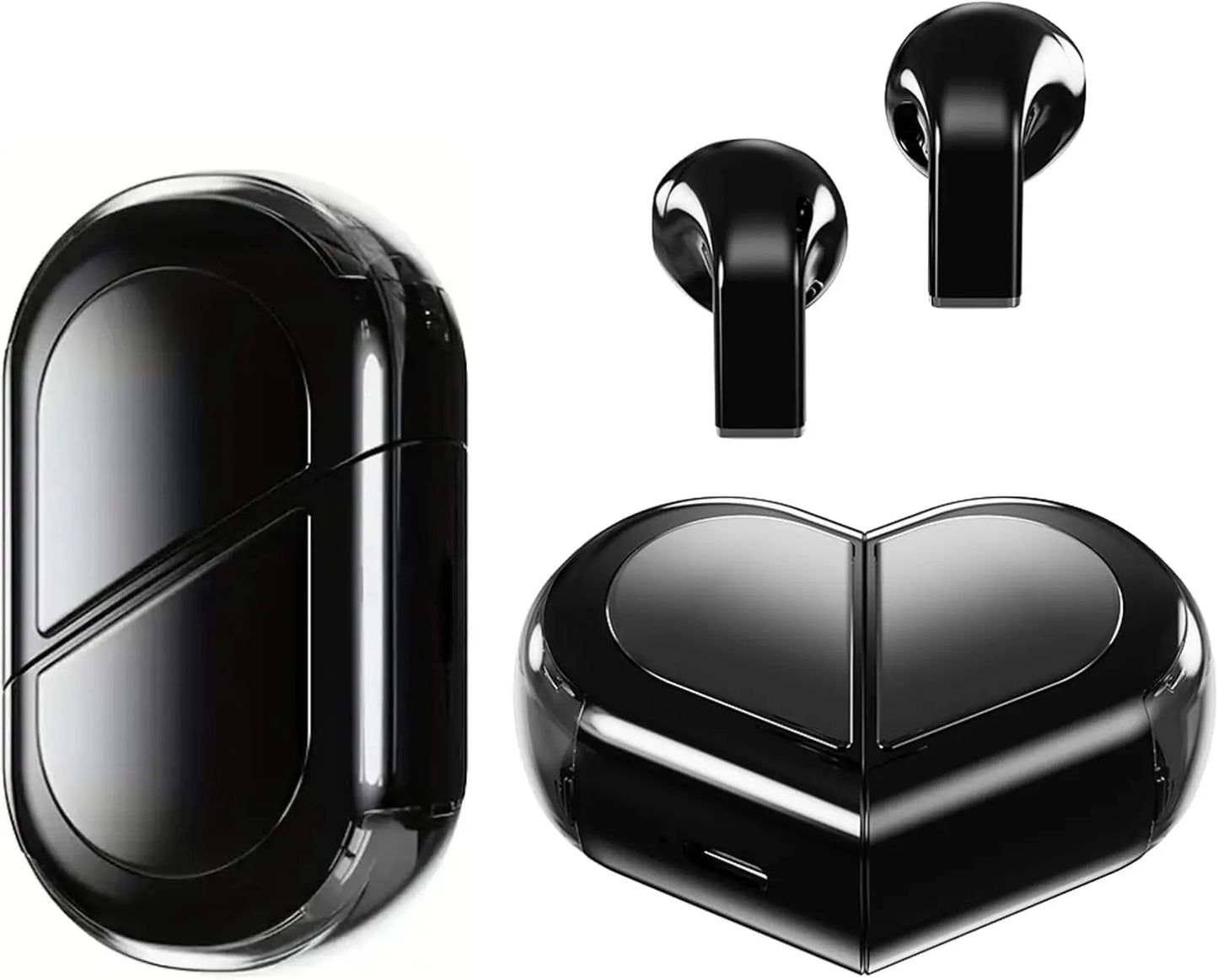 (gifts for girls)Heart-shaped Rotatable Wireless Bluetooth Earphones HIFI Sound Headphones Touch Control Earbuds Gaming Headsets