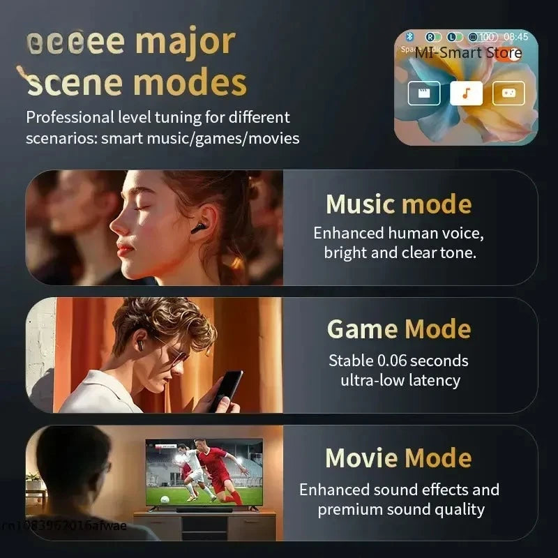 Lenovo New Full Touch Screen Headphones ANC Bluetooth 5.4 Noise Cancelling Earphones HiFi Stereo Wireless In-Ear ENC Earbuds